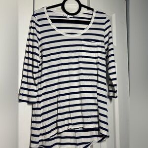 CAbi Navy and White Striped 3/4  Sleeve Tee